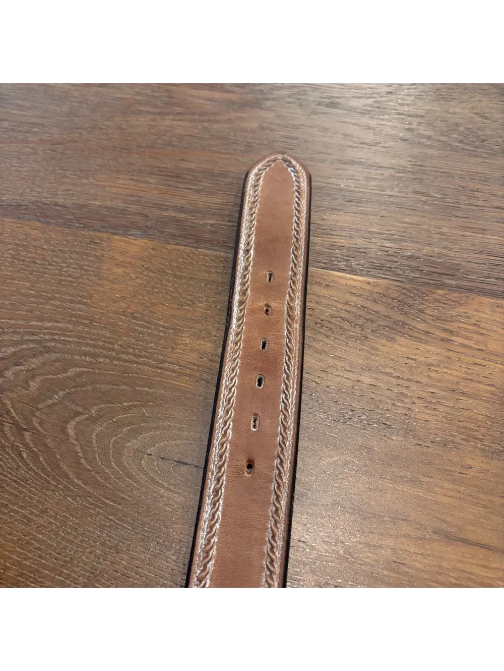 Western Brown Leather Belt with Lace Detail and Silver Conchos, Size 41